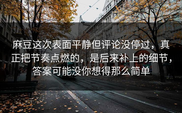 麻豆这次表面平静但评论没停过，真正把节奏点燃的，是后来补上的细节，答案可能没你想得那么简单