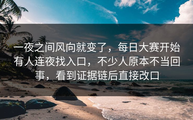一夜之间风向就变了，每日大赛开始有人连夜找入口，不少人原本不当回事，看到证据链后直接改口